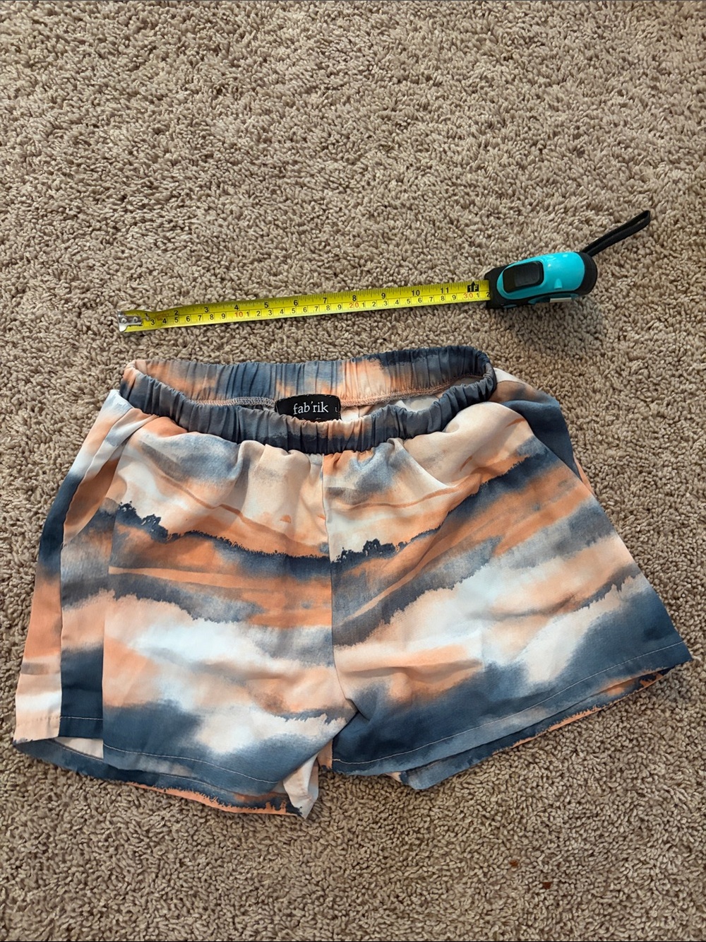 fab'rik Tie-Dye Peach and Navy Elastic Waist Athletic Shorts